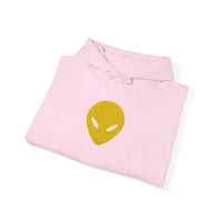🛸 Gold Abstract MARTIAN™ Embroidered Hoodie – Unisex Pullover | Alien Face Design | Buy Martian Merch™ Cotton Hoodie (Multiple Colors)