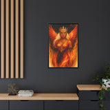 54 Mondays™ Project | LaReina the Phoenix Queen – Beverly Hills Edition | Fire-Wing Warrior & Astronaut Cosmic Noir Portrait | Limited Gold Max Fuega™ Signature | FSC-Certified Framed Matte Canvas