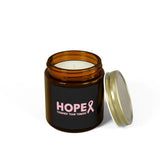 Inspirational Hope Candle – “Tougher Than Tumors” Breast Cancer Gift for Her | 4oz or 9oz Coconut Apricot Wax | Clear or Amber Glass Jar