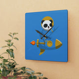 Rocket Panda Acrylic Wall Clock (Carolina Blue Version)