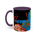 Indigenous Blue Accent Mug – Ceramic Coffee Cup with Colored Handle | CIQ Designs x Buy Martian Merch™ | Cultural Art, Dishwasher & Microwave Safe