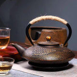 @BuyMartianHome | 30 oz Cast Iron Tetsubin Teapot | Japanese Style Hand-Painted Tea Kettle for Loose Leaf Tea | Traditional Iron Tea Pot | For Tea Lovers