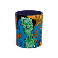Indigenous Blue Accent Mug – Ceramic Coffee Cup with Colored Handle | CIQ Designs x Buy Martian Merch™ | Cultural Art, Dishwasher & Microwave Safe