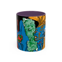 Indigenous Blue Accent Mug – Ceramic Coffee Cup with Colored Handle | CIQ Designs x Buy Martian Merch™ | Cultural Art, Dishwasher & Microwave Safe