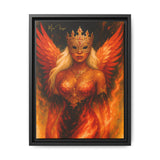54 Mondays™ Project | LaReina the Phoenix Queen – Beverly Hills Edition | Fire-Wing Warrior & Astronaut Cosmic Noir Portrait | Limited Gold Max Fuega™ Signature | FSC-Certified Framed Matte Canvas