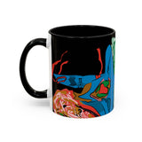 Indigenous Blue Accent Mug – Ceramic Coffee Cup with Colored Handle | CIQ Designs x Buy Martian Merch™ | Cultural Art, Dishwasher & Microwave Safe