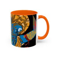 Indigenous Blue Accent Mug – Ceramic Coffee Cup with Colored Handle | CIQ Designs x Buy Martian Merch™ | Cultural Art, Dishwasher & Microwave Safe