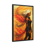 54 Mondays™ Project | Phoenix Ascendant – Beverly Hills Edition | Fire-Wing Warrior Portrait | Cosmic Noir Wall Art | Limited Gold Max Fuega™ Signature | FSC-Certified Framed Matte Canvas