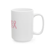 Hope Ceramic Mug – “Tougher Than Tumors” Pink Ribbon Coffee Cup | Inspirational Gift for Breast Cancer Survivors, Fighters & Caregivers | 11oz or 15oz
