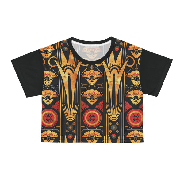 Buy Martian Merch™ | IronEagle 47 African Art Deco Crop Tee | Sun of Mars (Red, Gold, Black)