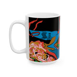 Indigenous Blue Ceramic Mug – 11oz or 15oz | Afrofuturistic Art Coffee Cup by CIQ Designs x Buy Martian Merch™ | Microwave + Dishwasher Safe