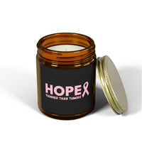 Inspirational Hope Candle – “Tougher Than Tumors” Breast Cancer Gift for Her | 4oz or 9oz Coconut Apricot Wax | Clear or Amber Glass Jar
