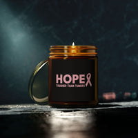 Inspirational Hope Candle – “Tougher Than Tumors” Breast Cancer Gift for Her | 4oz or 9oz Coconut Apricot Wax | Clear or Amber Glass Jar