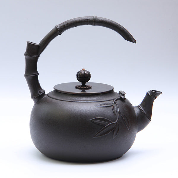 For Tea Lovers | @BuyMartian Kung Fu Southern Handmade 1.2Liter Cast Iron Teapot Kettle | Copper Top | Unique Unisex Holiday, Birthday, Housewarming Gift (Various Options)