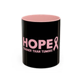 Hopeful Pink Ribbon Coffee Mug - Inspiration Gift for Cancer Survivors, Encouragement Cup, Supportive Breast Cancer Awareness