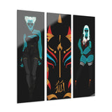 Rein in Ray-Bans – The Ascension Trilogy (3-Piece Water-Resistant Acrylic Wall Art Set, 12"x36" Each) | Kitsune Evolution Series | Curvy Cosmic Feminine Energy | International Shipping Available (Installation Screws Included)