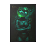 54 Mondays™ Project | Agua Green Glare – Beverly Hills Edition | Cosmic Noir Wall Art | Limited Gold Max Fuega™ Signature | FSC-Certified Framed Matte Canvas