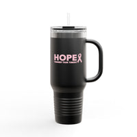 Hope Insulated Travel Mug – 40oz Stainless Steel Tumbler with Handle | Motivational Hot & Cold Cup for Cancer Survivors, Supporters, or Everyday Warriors