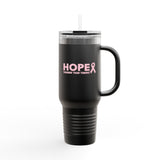 Hope Insulated Travel Mug – 40oz Stainless Steel Tumbler with Handle | Motivational Hot & Cold Cup for Cancer Survivors, Supporters, or Everyday Warriors