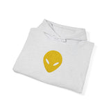 🛸 Gold Abstract MARTIAN™ Embroidered Hoodie – Unisex Pullover | Alien Face Design | Buy Martian Merch™ Cotton Hoodie (Multiple Colors)