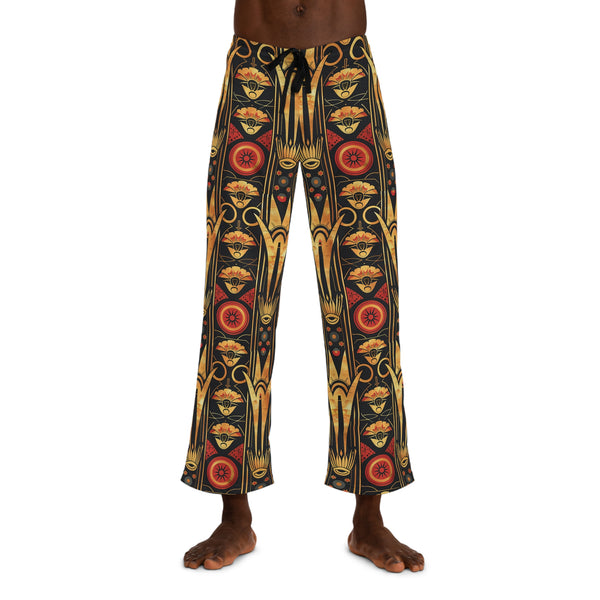 Buy Martian Merch™ | IronEagle 47 African Art Deco Men's Pajama Pants (Loose Fit) | Sun of Mars (Red, Gold, Black)