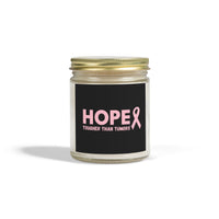 Inspirational Hope Candle – “Tougher Than Tumors” Breast Cancer Gift for Her | 4oz or 9oz Coconut Apricot Wax | Clear or Amber Glass Jar