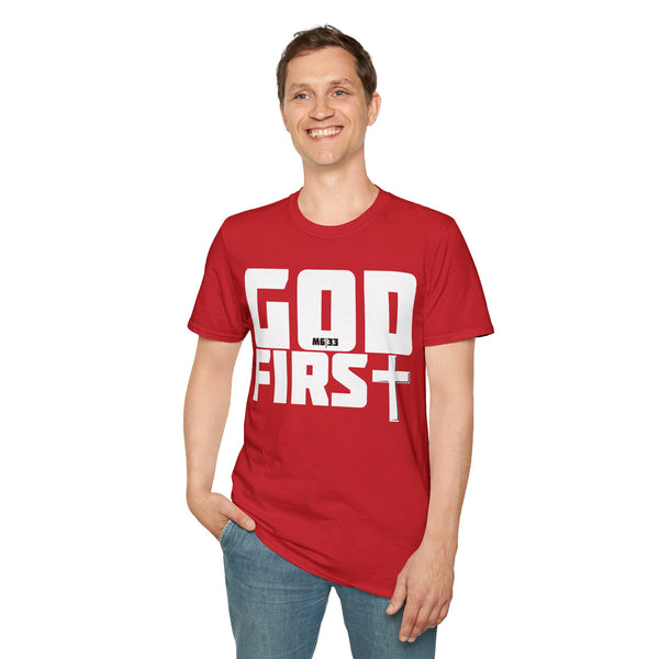 Your Fave Travel Tee | God First™ T-Shirt (FFFFFF) | Various Shirt Colors | Sizes Up to 3X