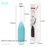 Turquoise cylindrical object with dimensions and packaging on a white background