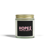 Inspirational Hope Candle – “Tougher Than Tumors” Breast Cancer Gift for Her | 4oz or 9oz Coconut Apricot Wax | Clear or Amber Glass Jar