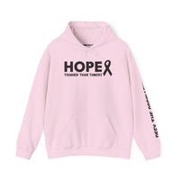 Hope Tougher Than Tumors™ Hoodie – Inspirational Cancer Awareness Sweatshirt | Gift for Survivors, Fighters & Supporters | Unisex Fit