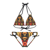 Buy Martian Merch™ | IronEagle 47 African Art Deco Strappy Bikini Set | Sun of Mars (Red, Gold, Black)