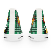 Your Fave Travel Kicks | Limited Edition Buttercup Pow Skull Anime Green Plaid Women's High-Top Canvas Sneaker (Naija Green Version)