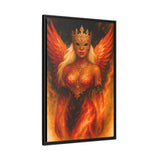 54 Mondays™ Project | LaReina the Phoenix Queen – Beverly Hills Edition | Fire-Wing Warrior & Astronaut Cosmic Noir Portrait | Limited Gold Max Fuega™ Signature | FSC-Certified Framed Matte Canvas