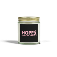 Inspirational Hope Candle – “Tougher Than Tumors” Breast Cancer Gift for Her | 4oz or 9oz Coconut Apricot Wax | Clear or Amber Glass Jar