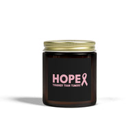 Inspirational Hope Candle – “Tougher Than Tumors” Breast Cancer Gift for Her | 4oz or 9oz Coconut Apricot Wax | Clear or Amber Glass Jar