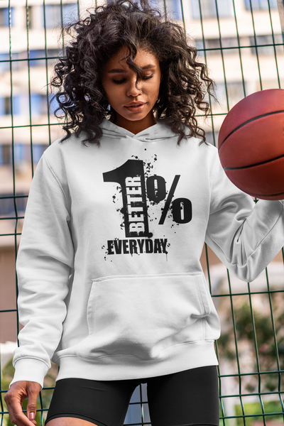 1% Better Everyday™ Limited Edition Ice White Sports Hoodie  | Sizes Up To 5X