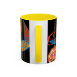 Indigenous Blue Accent Mug – Ceramic Coffee Cup with Colored Handle | CIQ Designs x Buy Martian Merch™ | Cultural Art, Dishwasher & Microwave Safe