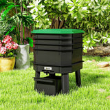 @MaxGardenGalax | 4-Tray Worm Composter Bin, 7.4 Gal Indoor Outdoor Food Waste Recycler with Lid, Ventilated Stackable Worm Farm Compost System, Dark Green