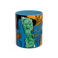 Indigenous Blue Accent Mug – Ceramic Coffee Cup with Colored Handle | CIQ Designs x Buy Martian Merch™ | Cultural Art, Dishwasher & Microwave Safe