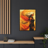 54 Mondays™ Project | Phoenix Ascendant – Beverly Hills Edition | Fire-Wing Warrior Portrait | Cosmic Noir Wall Art | Limited Gold Max Fuega™ Signature | FSC-Certified Framed Matte Canvas