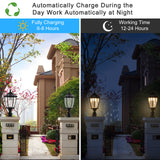 Black Solar Powered LED Outdoor Lantern, Vintage Garden Light With Elegant Glass Design For Pathways, Yards, And Patios 2-Pack