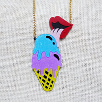 Your Fave Travel Merch | Quirky Fashion Jewelry Custom Women Acrylic Anime Ice Cream Large Pendant Necklace Cosplay Link Chain Trendy Lovely Jewelry