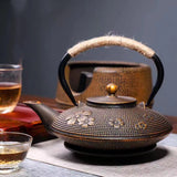 @BuyMartianHome | 30 oz Cast Iron Tetsubin Teapot | Japanese Style Hand-Painted Tea Kettle for Loose Leaf Tea | Traditional Iron Tea Pot | For Tea Lovers