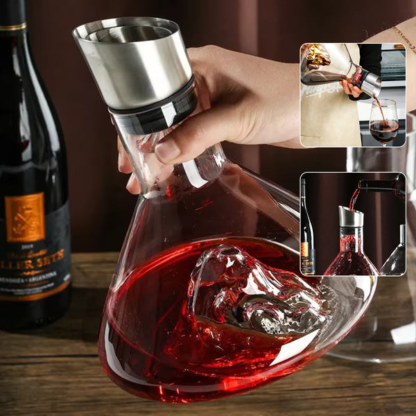 For Wine Lovers | @BuyMartianHome Luxury Iceberg Waterfall Wine Decanter | 1000ml Lead-Free Crystal Glass with Dual Filtration | Premium Barware for Enhanced Wine Experience