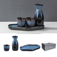 For Wine Lovers | @BuyMartianHome Elegant Japanese Ceramic Sake Cup Set with Warmer Tray | Retro-Inspired Wine Set for Spirits