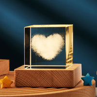 3D Crystal Cube LED Night Light | Modern Transparent Desktop Lamp for Home or Office | Elegant Ambient Lighting & Gift Décor