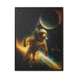 54 Mondays™ Project | Eclipse Meridian – Beverly Hills Edition | Astronaut Near Planetary Shadow | Cosmic Noir Wall Art | Limited Gold Max Fuega™ Signature | FSC-Certified Framed Matte Canvas