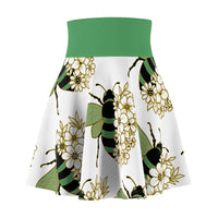 54 Mondays Project™ | Diary of an Evolved Menace™ Women's Skater Skirt | Green Bee & Flowers Only