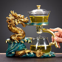 For Tea Lovers | @BuyMartian Modern Martian Retro Luxury Gold Dragos Tea Maker | Heat-resistant Glass Automatic Tea Set | Bionic Smooth Pour Spout | Elegant Tea Home Decor (Serves 4) | Great Gift