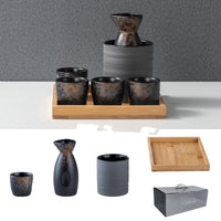 For Wine Lovers | @BuyMartianHome Elegant Japanese Ceramic Sake Cup Set with Warmer Tray | Retro-Inspired Wine Set for Spirits